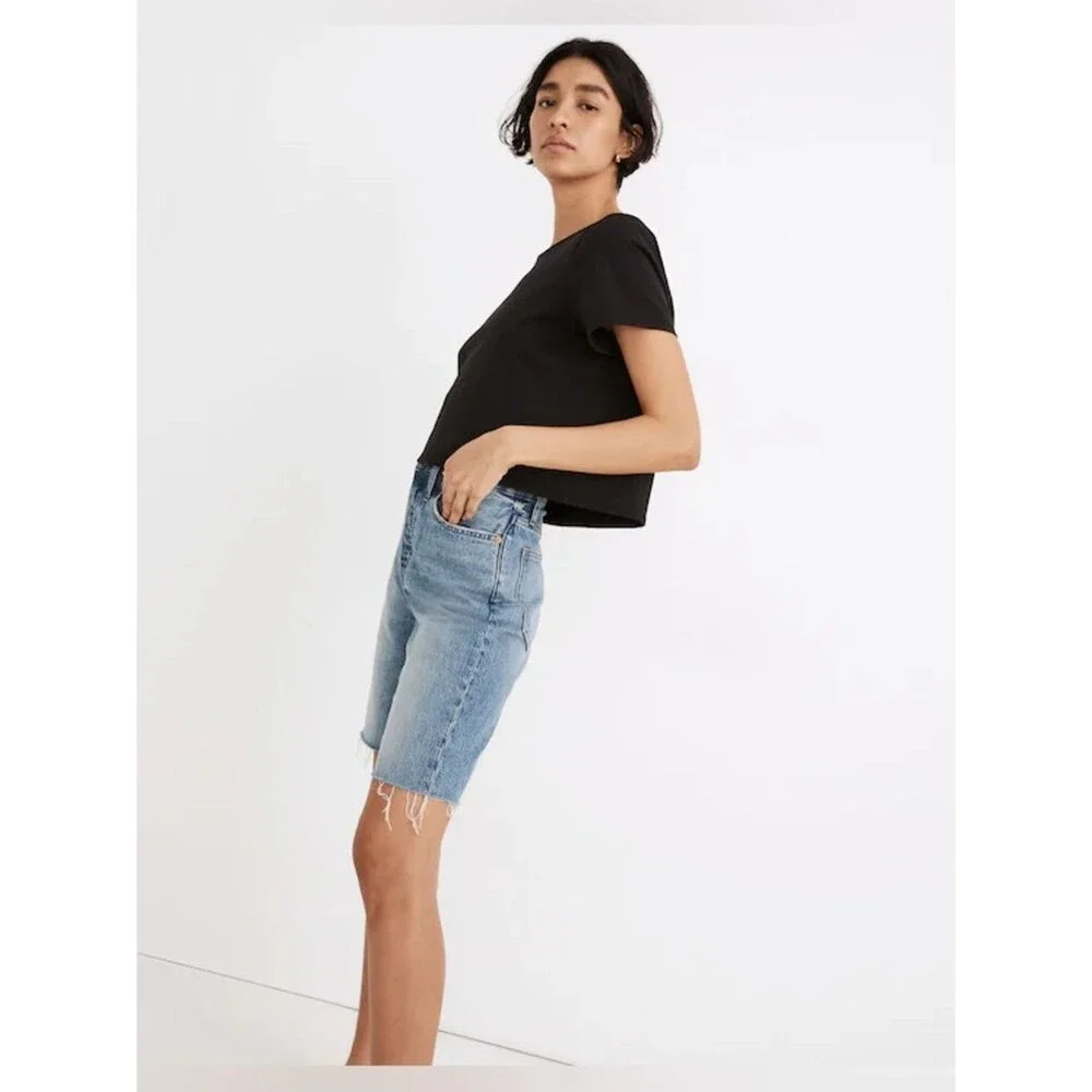 Madewell High-Rise Long Denim Shorts in Brightwater Wash size 29